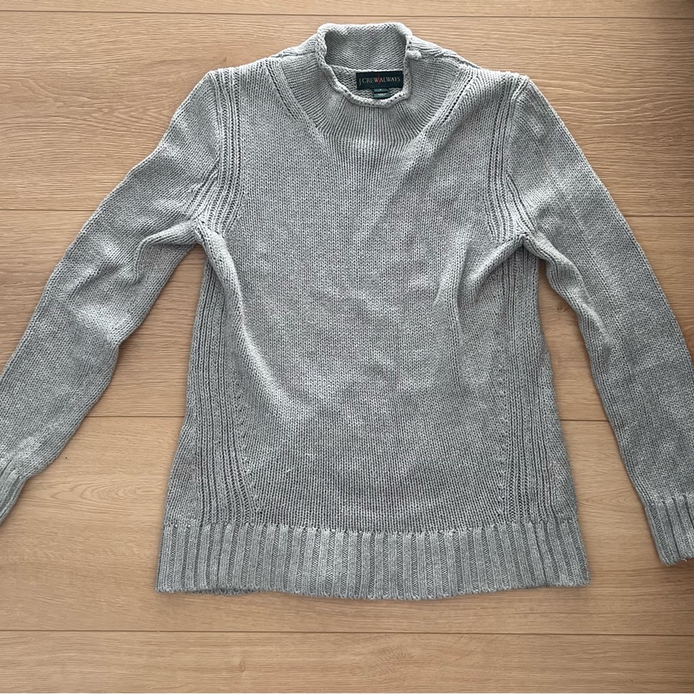 J Crew Women's Gray Mock Neck Sweater